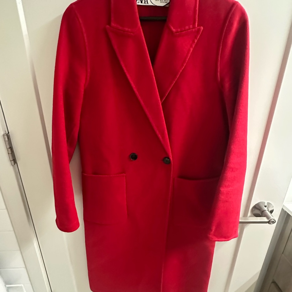 Women's Red Double-Breasted Coat